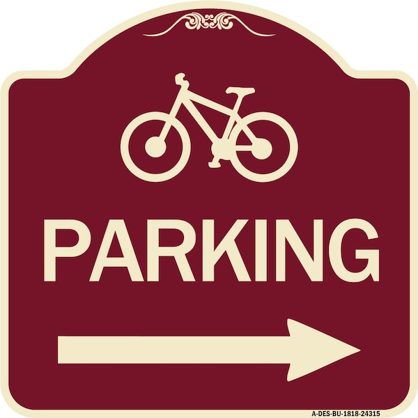 Signmission Bicycle Symbol Parking Right Arrow Heavy-Gauge Aluminum Architectural Sign, 18" x 18", BU-1818-24315 A-DES-BU-1818-24315 - main